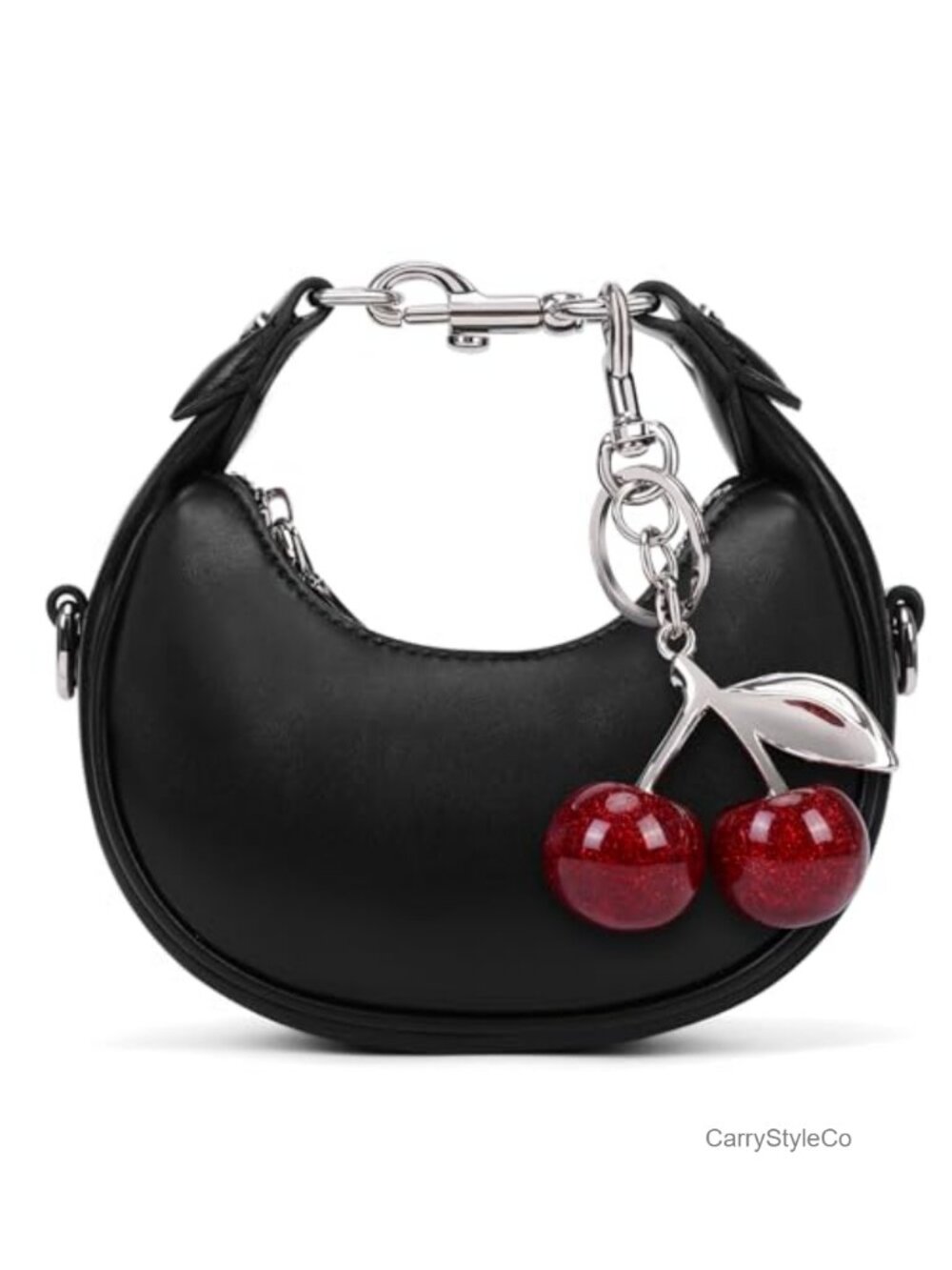 PU Leather Mini Top Handle Crossbody Bag Crescent Sling